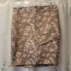 Floral Print Tan Skirt
